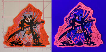 Fluorescent sticker. Printed by Vograce