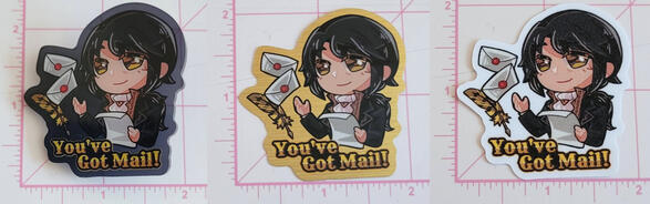 Pin + Gold brushed sticker + Sand glitter frosted sticker. Printed by Vograce.